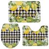 3 Pieces Bathroom Rugs and Mats Sets Lemon Summer Fruit, Non Slip Water Absorbent Bath Rug, Toilet Seat/Lid Cover, U-Shaped Toilet Mat, Home Decor Doormats Welcome Black and White Grid view 3