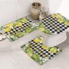 3 Pieces Bathroom Rugs and Mats Sets Lemon Summer Fruit, Non Slip Water Absorbent Bath Rug, Toilet Seat/Lid Cover, U-Shaped Toilet Mat, Home Decor Doormats Welcome Black and White Grid view 4