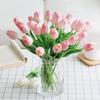 10 Pcs Tulips Artificial Fake Flowers, Pu Real Touch Flowers for Spring Decorations Home, Bulk Faux Flowers Without Vase for Party Office Wedding Bouquets Centerpieces Table & Mother's Gift-Peach view 1