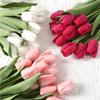 10 Pcs Tulips Artificial Fake Flowers, Pu Real Touch Flowers for Spring Decorations Home, Bulk Faux Flowers Without Vase for Party Office Wedding Bouquets Centerpieces Table & Mother's Gift-Peach view 4