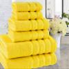 American Soft Linen 100% Carde Cotton 6 Piece Towel Set, 590 GSM Heavy Weight Soft Absorbent Turkish Towels for Bathroom, Sun Yellow view 2