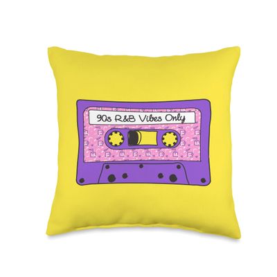 90s R&B Vibes Only Nineties RnB Tape Cassette Memphis Design Throw Pillow