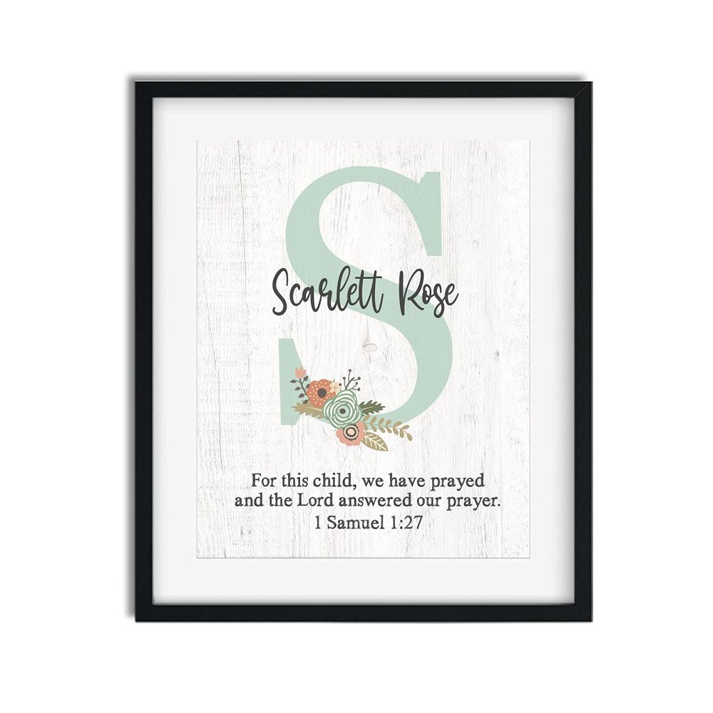 Girls Bible Verse Paper Art Print | Girl Monogram | Baby Girl Gift | Personalized Baptism Gift | Christening Gift | Religious Gift | Christening Present | Baptism Present | First Communion (Teal)