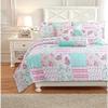 Azalea Floral Chintz PaisleyMicrofiber Reversible Quilt Bedding Set Coverlet, Bedspread, Pink Rose, 3-Piece King Set view 2