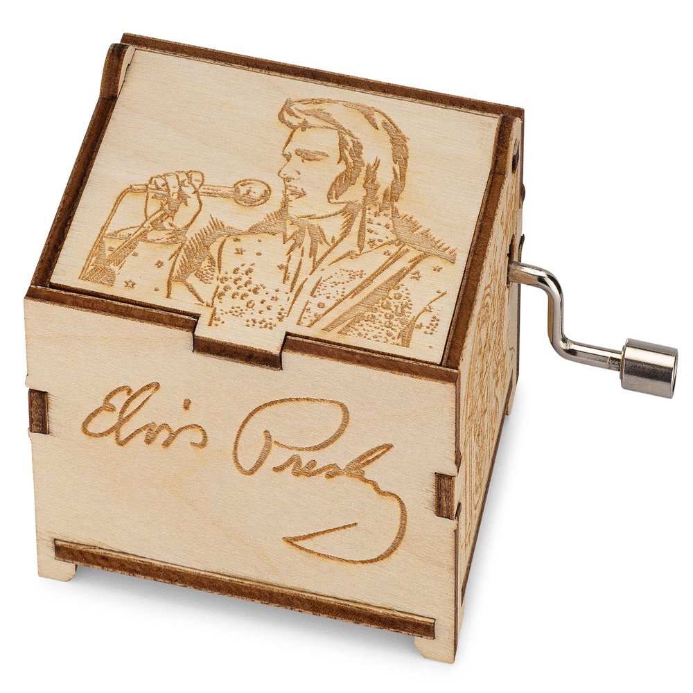 TheLaser'sEdge, Elvis Presley Mini Music Box with Cant Help Falling In Love, Gifts for Women, Men, Birthday, Christmas, Mothers Day, Anniversary or Merchandise Decor - Personalized