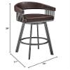 Armen Living Chelsea 29" Bar Height Swivel Bar Stool in Java Brown Finish and Chocolate Faux Leather view 3