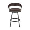 Armen Living Chelsea 29" Bar Height Swivel Bar Stool in Java Brown Finish and Chocolate Faux Leather view 4