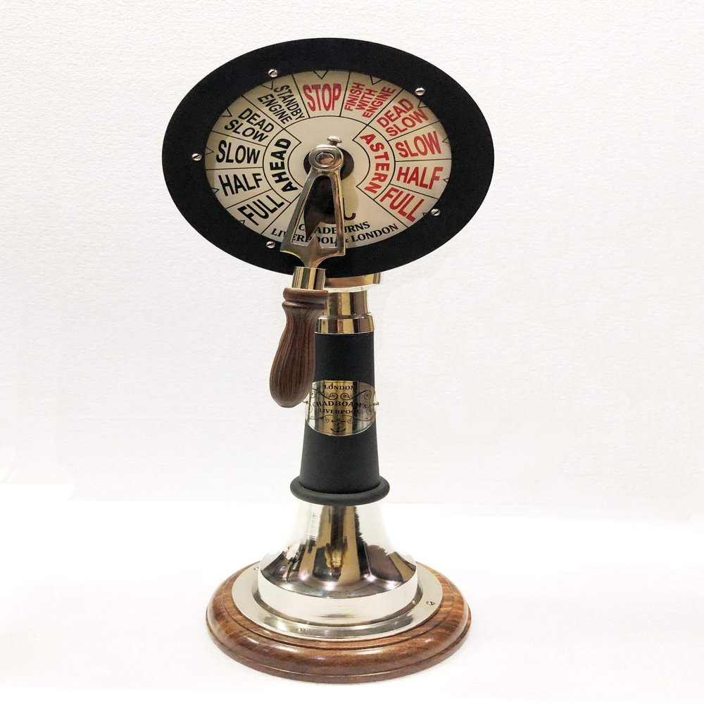 18" Antique Black Ship's Engine Order Telegraph Wooden Base Nautical Collectible Home Decorative