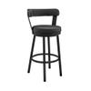 Armen Living Bryant Modern 30" Seat Height Black Faux Leather and Black Stainless Steel Metal Swivel Bar Stool for Kitchen Island Counter view 1
