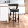 Armen Living Bryant Modern 30" Seat Height Black Faux Leather and Black Stainless Steel Metal Swivel Bar Stool for Kitchen Island Counter view 2
