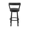 Armen Living Bryant Modern 30" Seat Height Black Faux Leather and Black Stainless Steel Metal Swivel Bar Stool for Kitchen Island Counter view 4