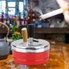 Push Down Ashtray, Rotating Self-Clearing Innovative Metal Ashtray, for Indoor(red, large) view 2