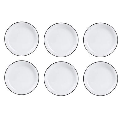 6 Pcs Square Plate Household Ceramic Deep Plate Set Microwave Ovenable Dish Plate Rice Plate Creative Plate Breakfast Plate,C