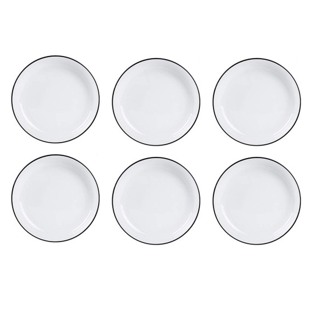 6 Pcs Square Plate Household Ceramic Deep Plate Set Microwave Ovenable Dish Plate Rice Plate Creative Plate Breakfast Plate,C