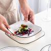 6 Pcs Square Plate Household Ceramic Deep Plate Set Microwave Ovenable Dish Plate Rice Plate Creative Plate Breakfast Plate,C view 3