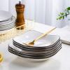 6 Pcs Square Plate Household Ceramic Deep Plate Set Microwave Ovenable Dish Plate Rice Plate Creative Plate Breakfast Plate,C view 4