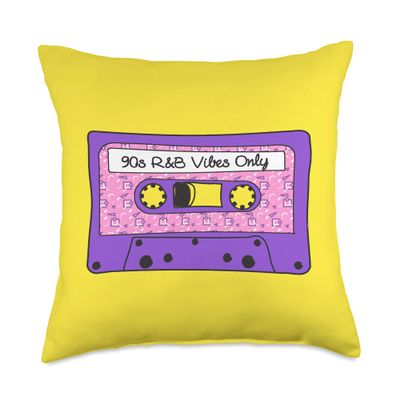 90s R&B Vibes Only Nineties RnB Tape Cassette Memphis Design Throw Pillow