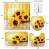 Britimes 4 Piece Shower Curtain Sets, with 12 Hooks, Summer Sun Sunflower with Non-Slip Rugs, Toilet Lid Cover and Bath Mat for Bathroom Decor Set, 72" x 72" view 2