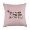 Best Mother Fluffin Dog Groomer Ever Dog Grooming Job Pride Throw Pillow view 1
