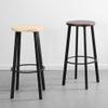 LKP Modern Bar Stool Counter Height Stool Kitchen Breakfast Round Stool with Wood Seat and Footrest Dining Stool Chair for Living Room view 4