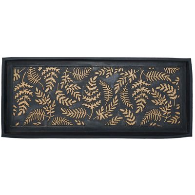 HF by LT Ferns Design Deluxe Rubber Boot Tray, 34 x 14 inches, Heavy Duty Vulcanized Rubber, One-Piece Seamless Construction, Year Round Use Indoors or Outdoors, Black with Brushed Copper Finish