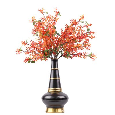 Artificial Handmade Black Porcelain Bottle Berry Seed Floral Set Decorations Hotel Lobby Artificial Flower Decoration Crafts Decorations
