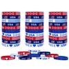 JAKADYUKS American Flag Silicone Bracelet 40Pcs, Fourth 4th of July Patriotic Party Favors, Memorial Day Veterans Day Wristband, USA Red White and Blue Decorations view 1