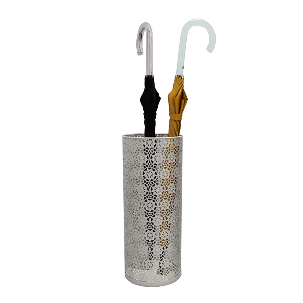 Umbrella Racks WXYZ Home Hotel Metal Umbrella Stand with Hooks Can Receive 10-12 Long and Short Rain, Waterproof and Rust-Proof Umbrella Bucket (Color : White, Size : 20.5x49cm)