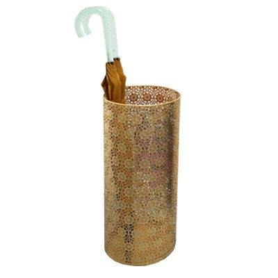 Umbrella Racks WXYZ The Hollow Design of The Large-Capacity Wrought-Iron Umbrella Stand for Home Hotels Quickly Drains Water (Color : Gold, Size : 25x57cm)
