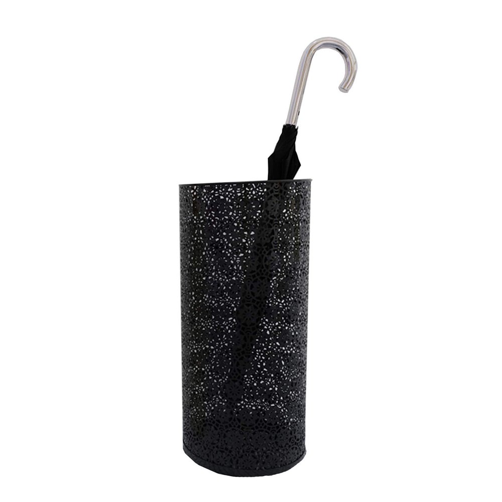 Umbrella Racks WXYZ Black Wrought Iron Umbrella Stand with Hooks and Exquisite Hollowout Barrel, Can Hold 10-12 Long and Short Umbrellas (Size : 20.5x49cm)