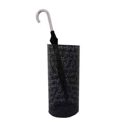 Umbrella Racks WXYZ Metal Hollowout Umbrella Stand with Hooks Can Hold 10-12 Umbrellas, Large Capacity Umbrella Bucket for Household Hotels (Color : Black, Size : 20.5x49cm)