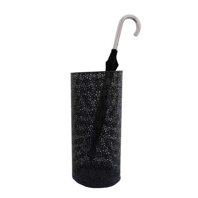 Umbrella Racks WXYZ Black Wrought Iron Umbrella Stand with Hooks and Exquisite Hollowout Barrel, Can Hold 10-12 Long and Short Umbrellas (Size : 25x57cm)
