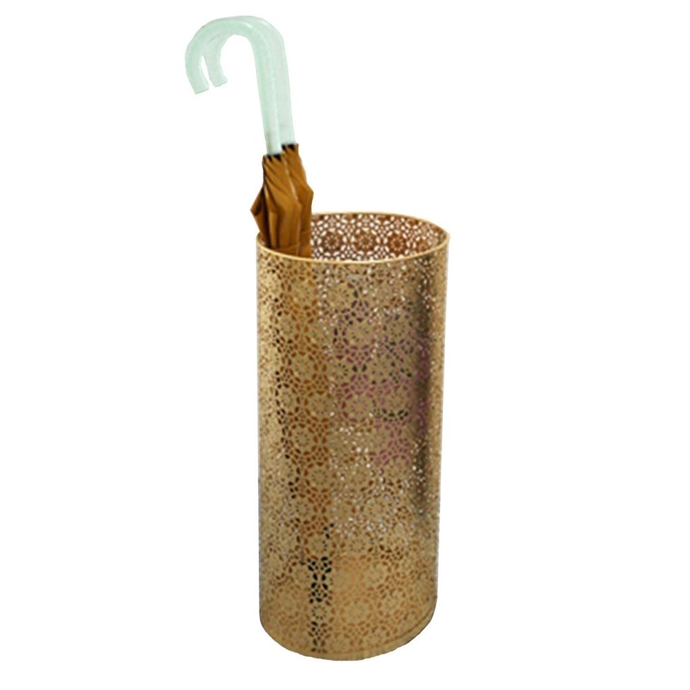 Umbrella Racks WXYZ Golden Iron Art with Hook Umbrella Stand Home Hotel Hollowout Umbrella Bucket, Waterproof and Rust-Proof, Quickly Drain The Water (Size : 25x57cm)
