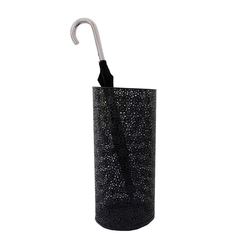 Umbrella Racks WXYZ Black Hollowout Wrought Iron Umbrella Stand Large Capacity Umbrella Bucket Can Hold 10-12 Long and Short Umbrellas (Size : 20.5x49cm)