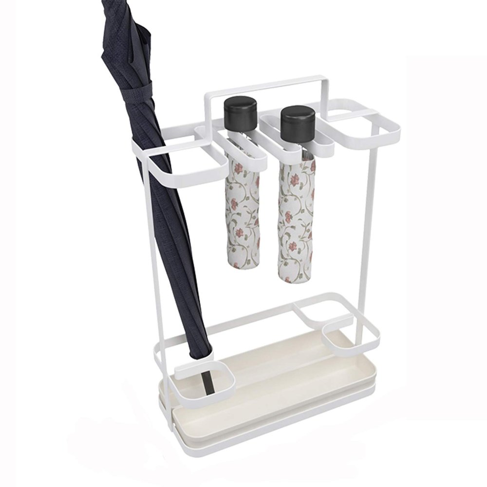 Umbrella Racks WXYZ Long and Short Umbrella Storage Rack with Mobile Tray Umbrella Stand, Large-Capacity Hotel Umbrella Bucket, 29x13x43.8cm (Color : White)