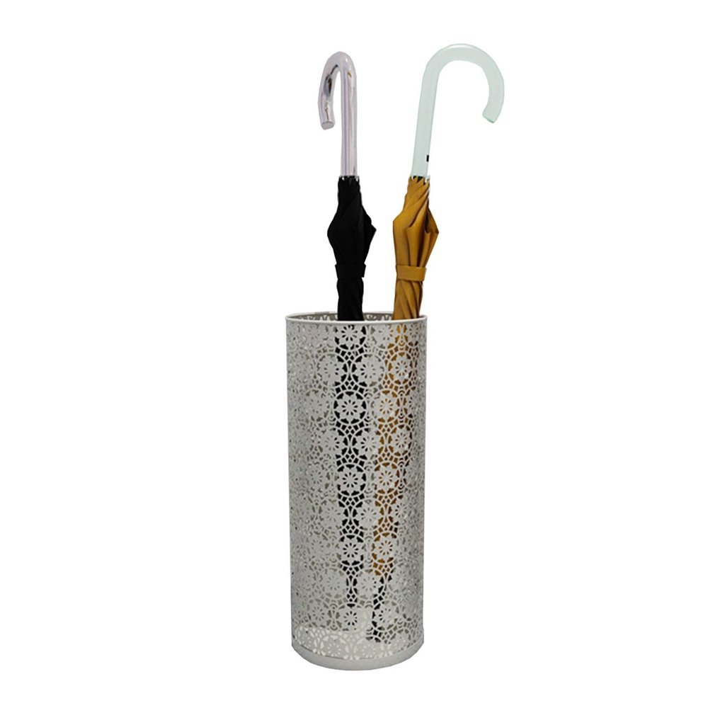 Umbrella Racks WXYZ The Hollow Design of The Large-Capacity Wrought-Iron Umbrella Stand for Home Hotels Quickly Drains Water (Color : White, Size : 25x57cm)