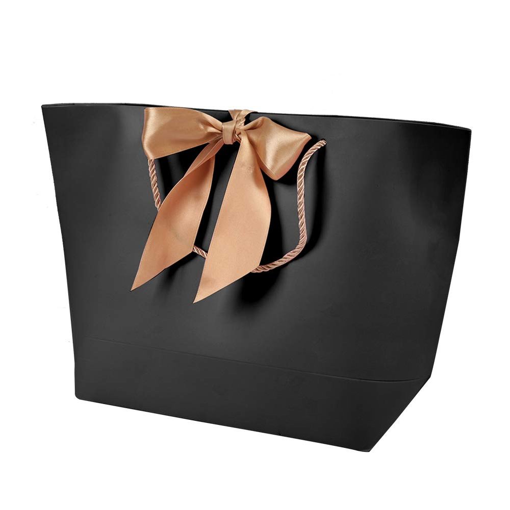 10pcs Black Paper Souvenir Gift Bags Apparel Makeup Boutique Packing Bags, Paper Gift Bags Party PacksParty Supplies