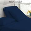 4 Pcs Luxury Split Top King 100% Egyptian Cotton 800 Thread Count (Adjustable, Flex Top King Size) Split Down 28" inches Sheets for Sleep Number Bed 15" Inch Pocket - Navy Blue Solid view 3