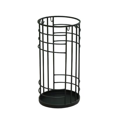 Umbrella Rack Hua Umbrella Stand for Household Entrance, Black Metal Umbrella Stand, with Drip Tray and Hook, Large Capacity Storage of 8-10 Umbrellas