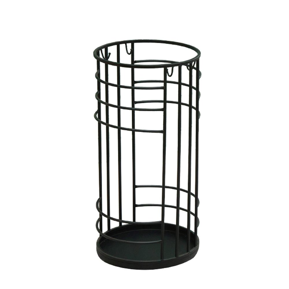 Umbrella Rack Hua Umbrella Stand for Household Entrance, Black Metal Umbrella Stand, with Drip Tray and Hook, Large Capacity Storage of 8-10 Umbrellas