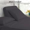 4 Pcs Luxury Split Top Queen 100% Egyptian Cotton 800 Thread Count (Adjustable, Flex Top Queen Size) Split Down 28" inches Sheets for Sleep Number Bed 15" Inch Pocket - Dark Grey Solid view 3