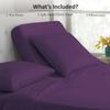 4 Pcs Luxury Split Top Queen 100% Egyptian Cotton 800 Thread Count (Adjustable, Flex Top Queen Size) Split Down 39" inches Sheets for Sleep Number Bed 15" Inch Pocket - Plum Solid view 3