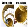 Umbrella Rack Hua Home Entrance Golden Umbrella Stand, Metal Creative Umbrella Storage Bucket, Suitable for Hotel Lobby Office, with Drip Tray and 3 Hooks view 4