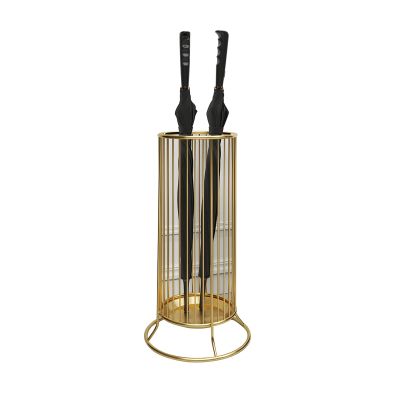 Umbrella Rack Hua Entrance Umbrella Stand, Modern Metal Umbrella Storage Bucket, Suitable for Home Hotel Lobby Office, with Drip Tray and Hook, 3 Colors (Color : Gold, Size : Style1)