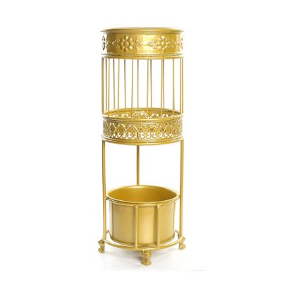 Umbrella Rack Hua Metal Wrought Iron Umbrella Stand with Drip Tray, Golden Umbrella Rack, Umbrella Storage Bucket in Home Hotel Lobby, 24.5x24.5x60cm