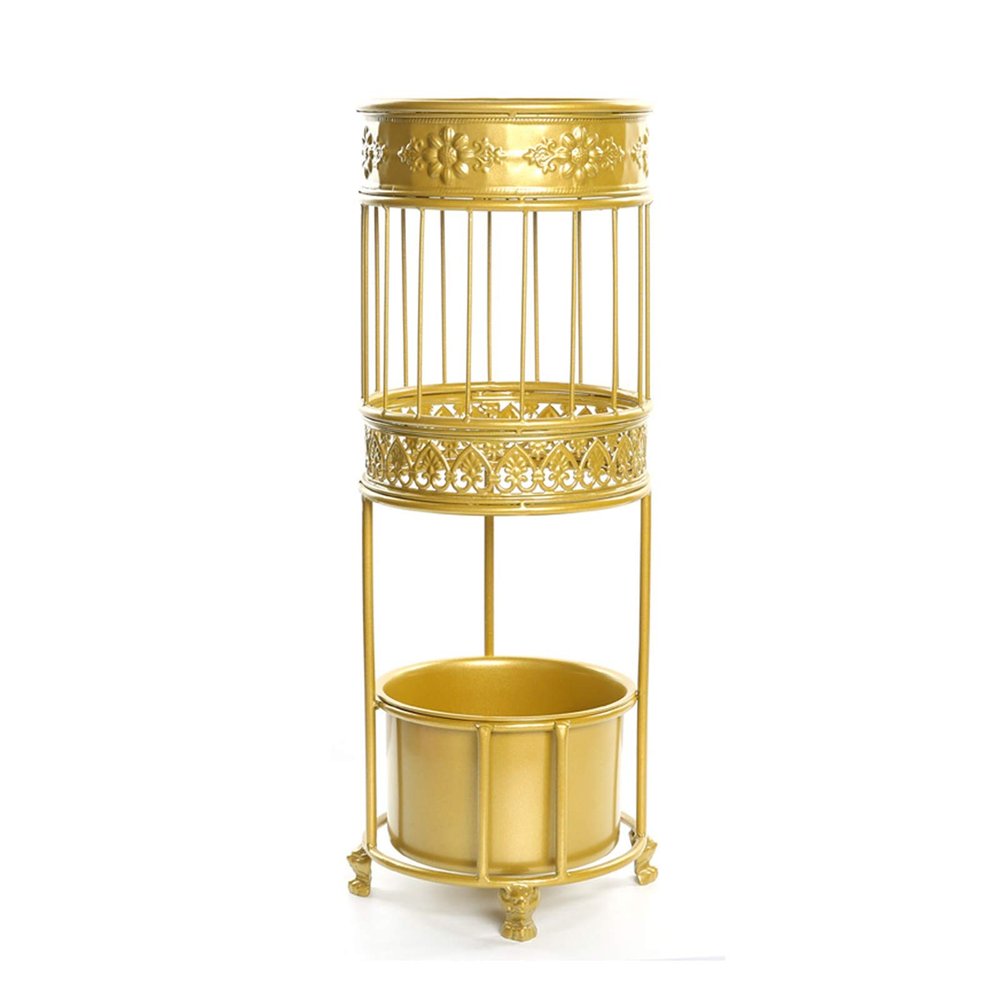 Umbrella Rack Hua Metal Wrought Iron Umbrella Stand with Drip Tray, Golden Umbrella Rack, Umbrella Storage Bucket in Home Hotel Lobby, 24.5x24.5x60cm