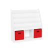 Kids Bookrack with Three Cubbies and 2 Red Bins view 1
