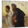 ARTCANVAS Disciples Peter John Running To Sepulchre On Morning Of Resurrection 1898 Canvas Art Print Stretched Framed Painting Picture Poster Giclee Wall Decor by Eugene Burnand - 40" x 26" (0.75" Deep) view 1
