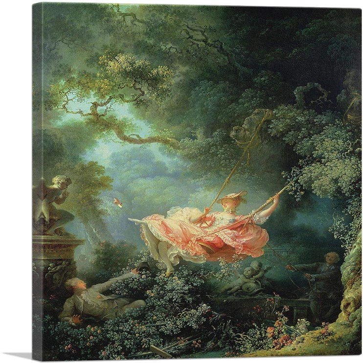 ARTCANVAS The Swing 1767 Canvas Art Print Stretched Framed Painting Picture Poster Giclee Wall Decor by Jean-Honore Fragonard - 40" x 26" (0.75" Deep)