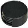 BakeOFF Leather 4 Round Coaster Set with Holder view 1